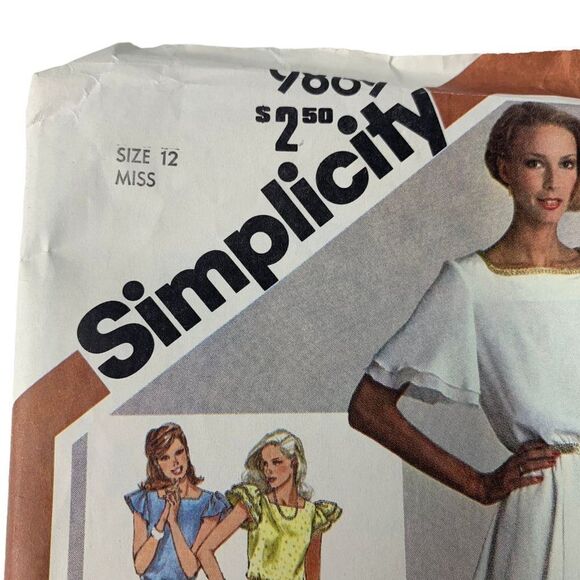 Vintage 80s Simplicity 9869 Pattern Misses 6-14 Midi Dress in Two Lengths Uncut - Picture 2 of 4